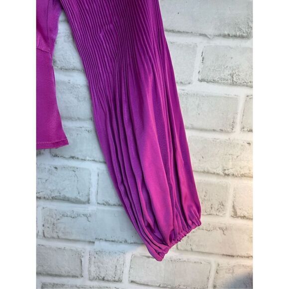 Milk & Honey Button Down LS Blouse Purple Size Small Fitted - Picture 5 of 8